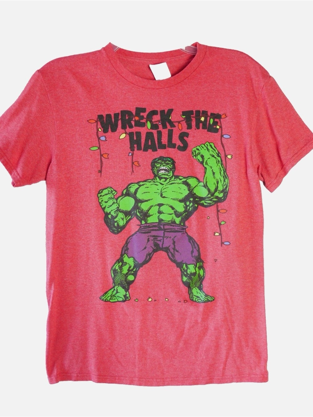 New Incredible Hulk Men's Size S Wreck The Halls Chistmas Red Graphic T-Shirt